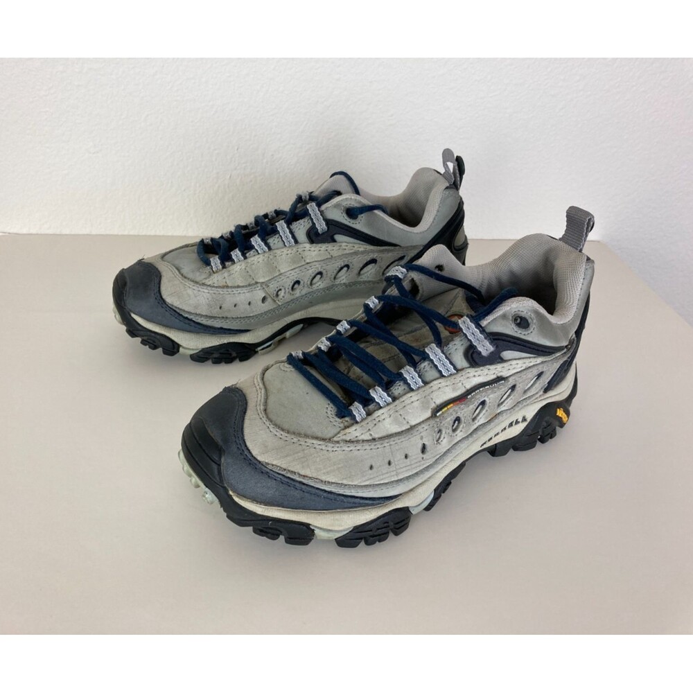 Merrell Pulse II Shoes Women's Size 7 Lace Up Waterproof Blue Tan Hiking 80372